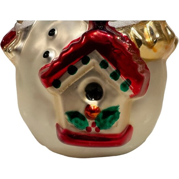 Kurt Adler Snowman Victorian Christmas Blown Glass Hat Bird Broom Glitter 12"T - Picture 9 of 15